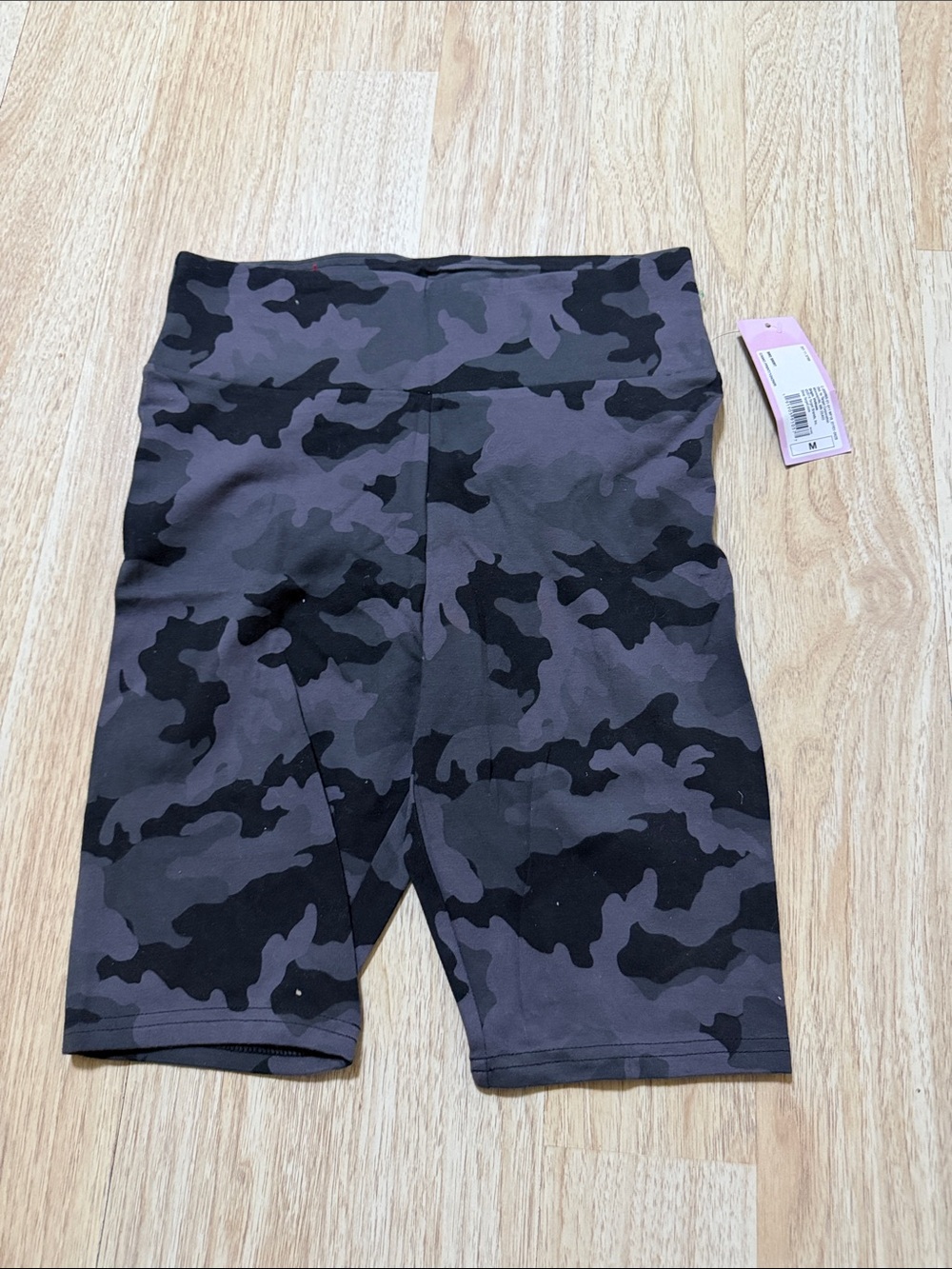 Kids Black & Gray Camo Bike Shorts